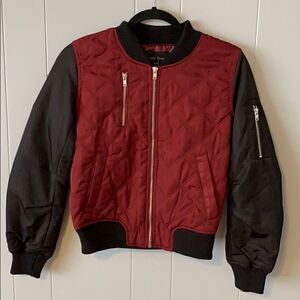 NWT Love Tree Bomber Black & Burgundy Size Small